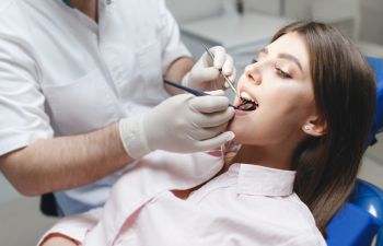 Woman during dental checkup.